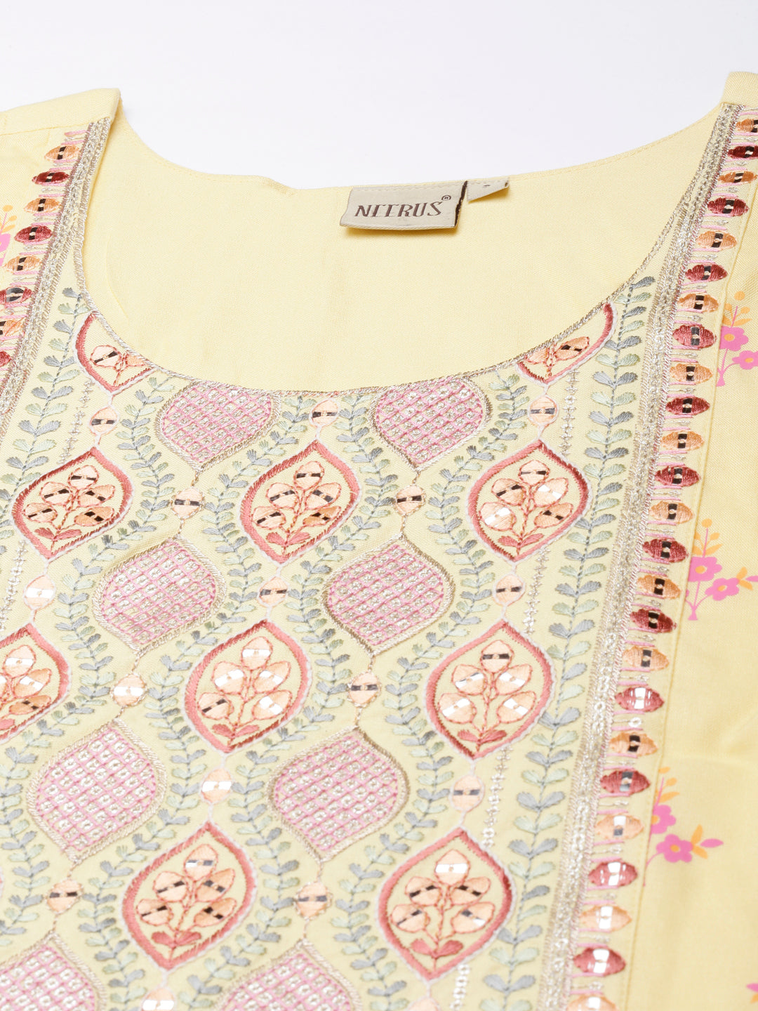 Neerus Yellow Straight Casual Floral Straight Kurtas