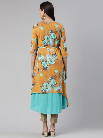 Neeru's Floral Printed Layered Ethnic Midi Dress