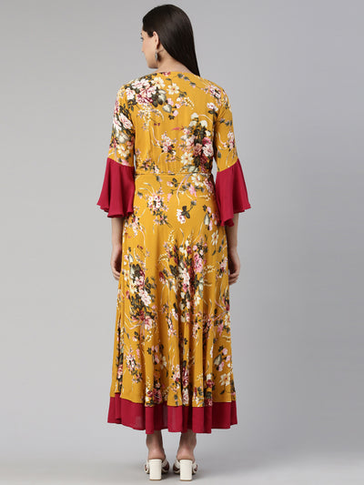 Neeru's Floral Ethnic Bell Sleeves Maxi Dress