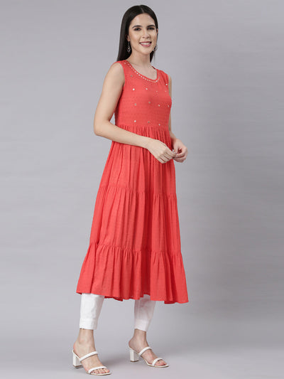 Neerus Carrot Panelled Anarkali Embellished Kurtas