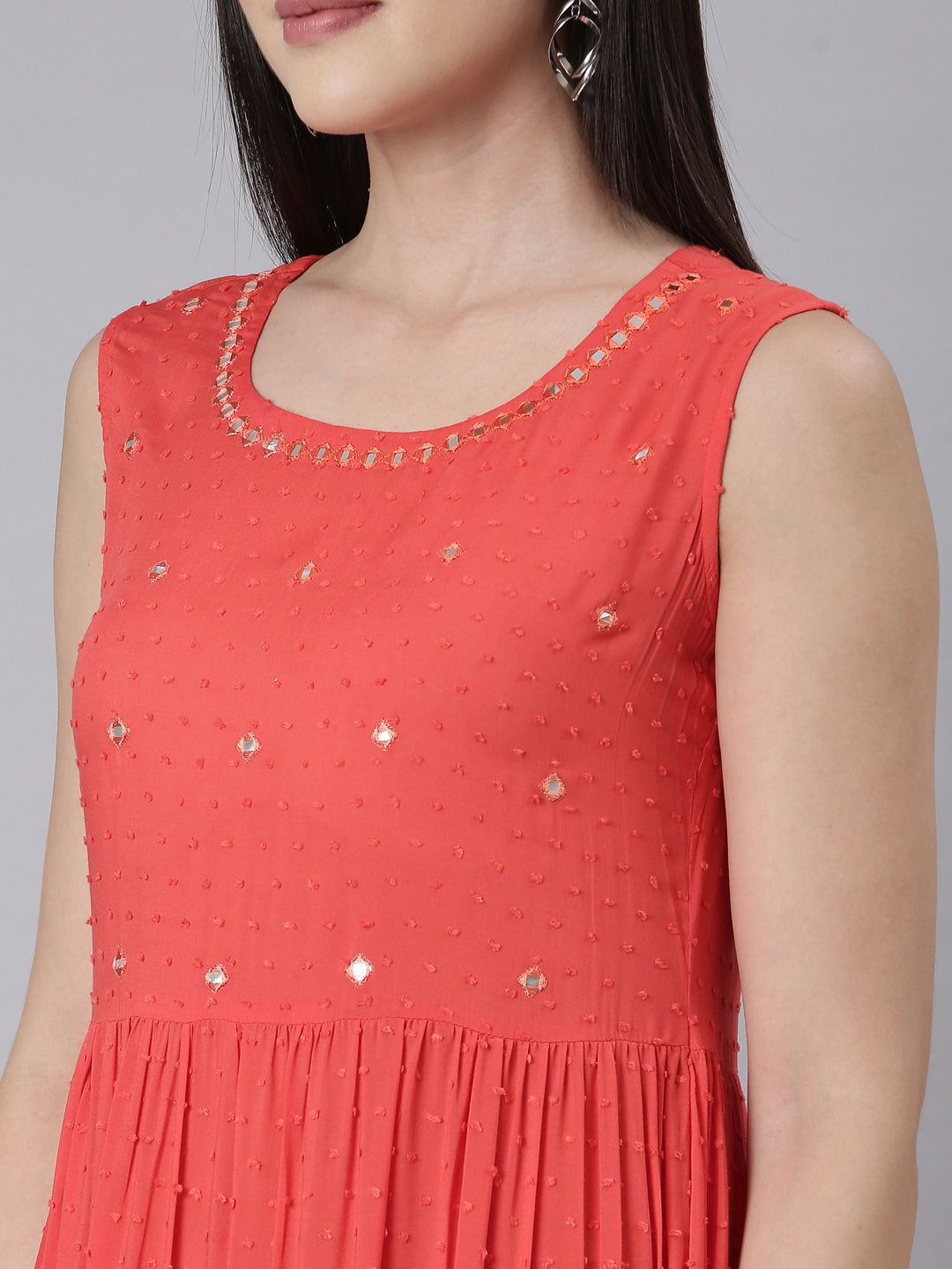 Neerus Carrot Panelled Anarkali Embellished Kurtas