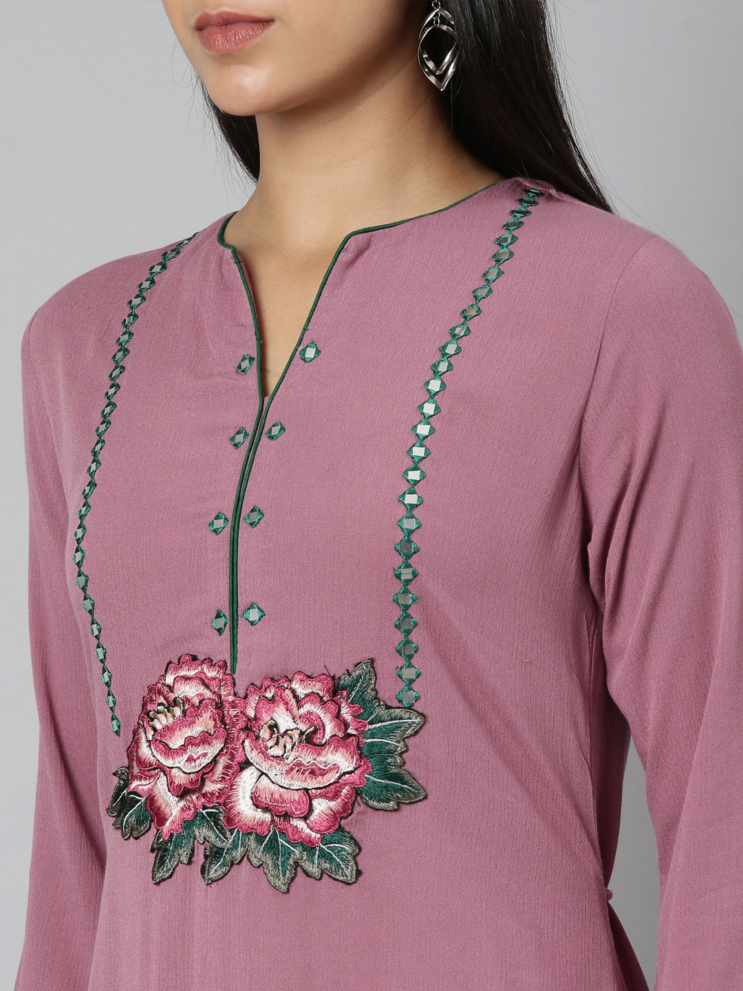 Neerus Pink Straight Casual Floral Anarkali Kurtas