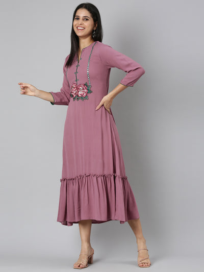 Neerus Pink Straight Casual Floral Anarkali Kurtas