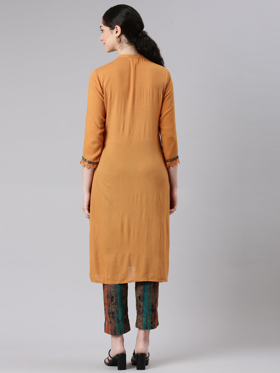 Neerus Women Mustard Straight Kurta and Trousers