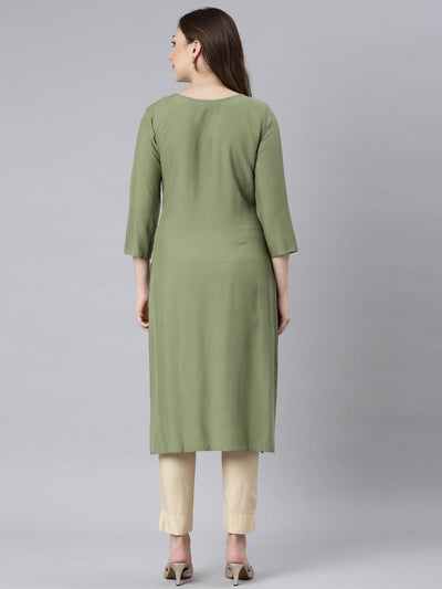 Neerus Mehadi Green Panelled Straight Embellished Kurtas