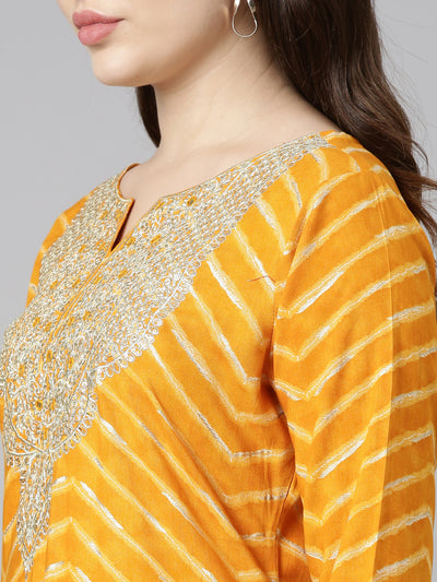 Neeru's Yellow Regular Straight Printed Kurta And Sharara With Dupatta