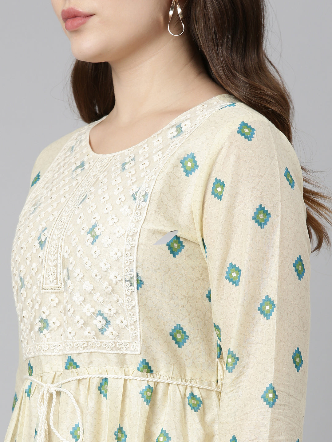 Neeru's Green Straight Casual Printed Dress