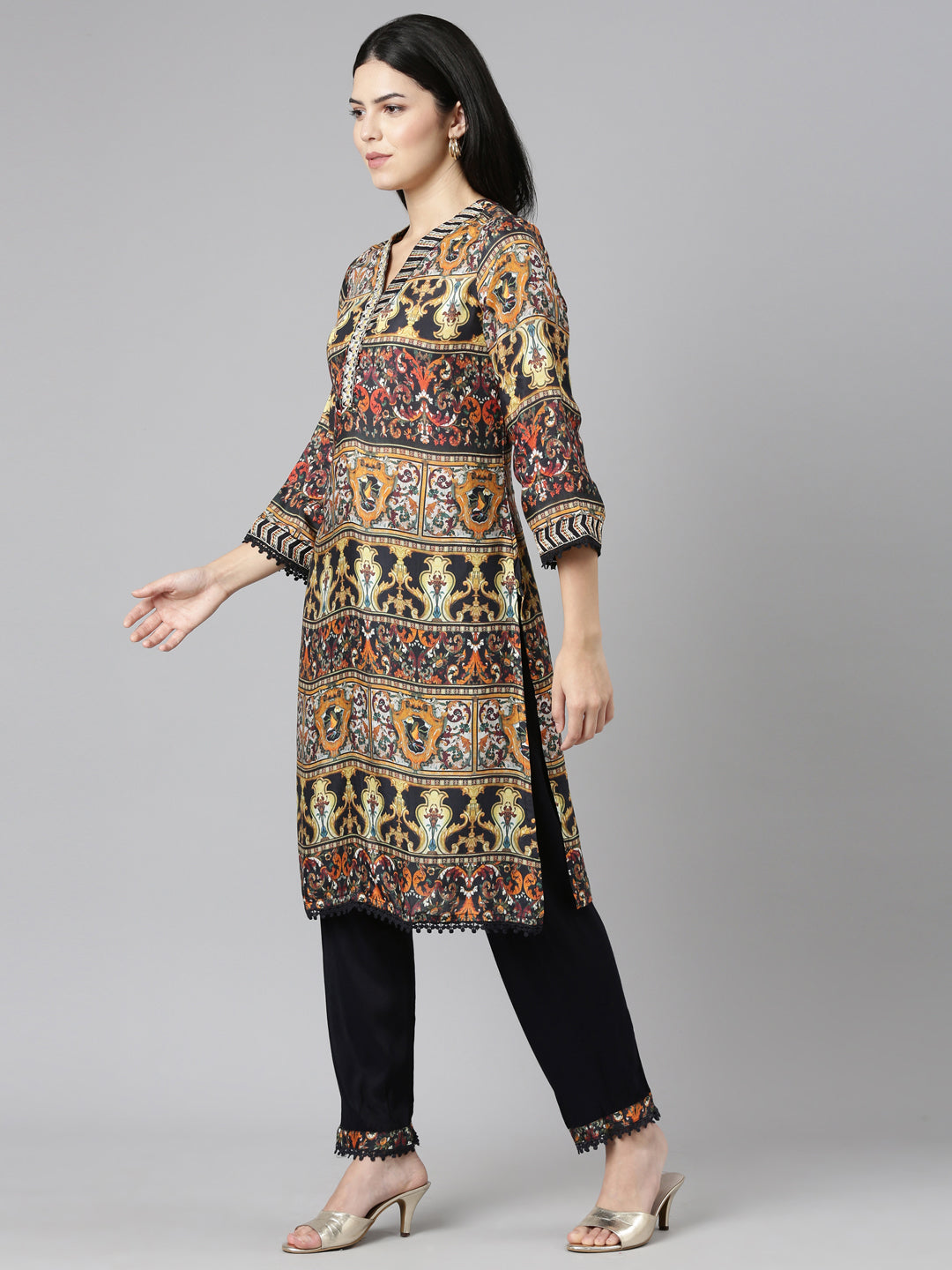 Neeru's Multi Regular Straight Printed Readymade suits