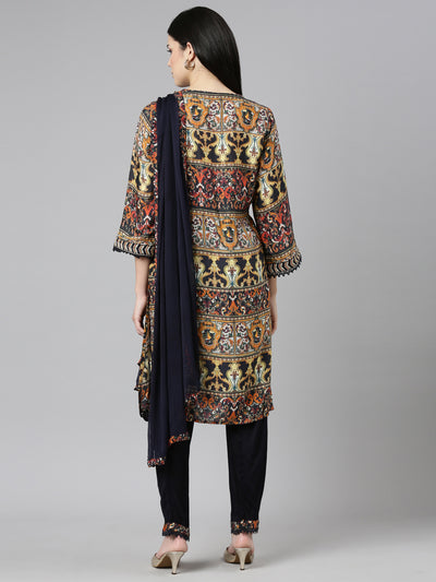 Neeru's Multi Regular Straight Printed Readymade suits