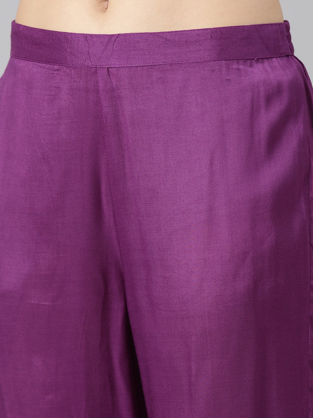 Neeru's Purple Regular Straight Printed Kurta And Trousers With Dupatta