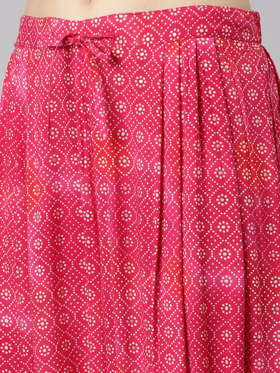 Neeru's Pink Regular Straight Printed Kurta And Salwar With Dupatta