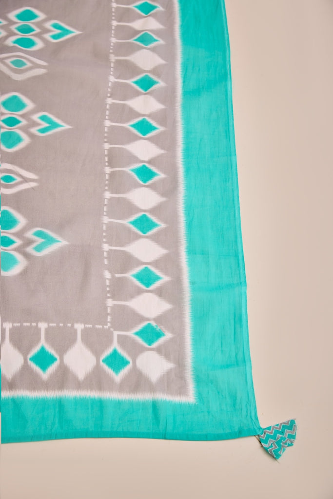 Neerus Sea Green Straight Printed Kurta And Trousers With Dupatta