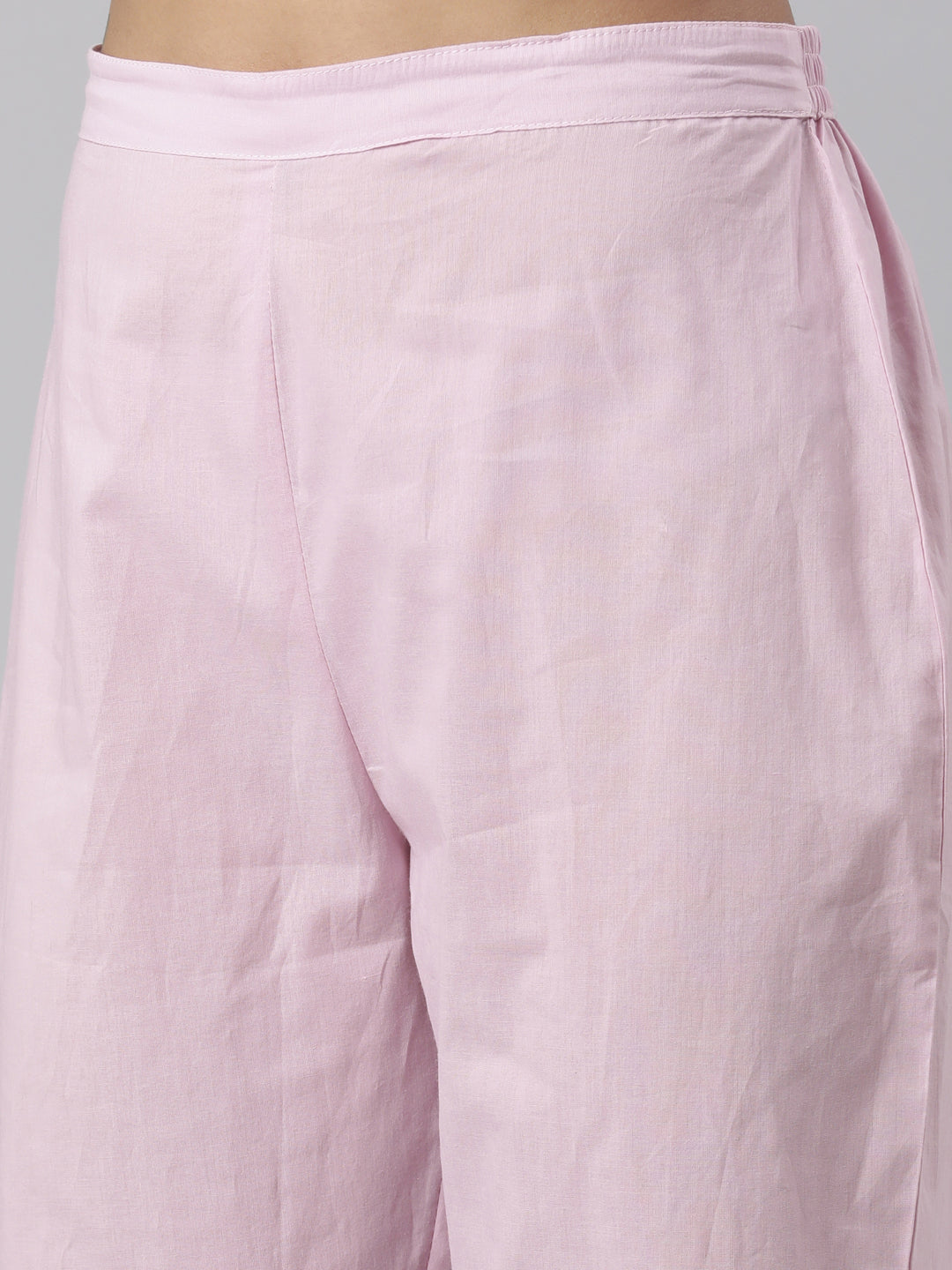 Neerus Pink Panelled Straight Yoke Design Kurta And Trousers With Dupatta