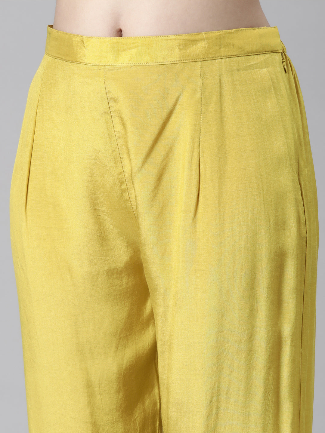 Neerus Yellow Casual Quirky Straight Kurta and Trousers With Dupatta