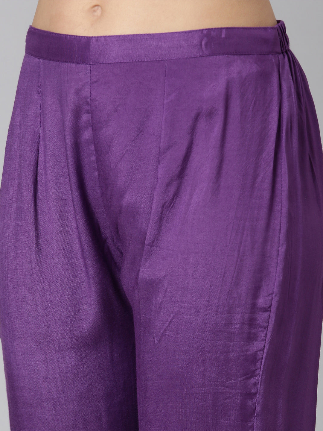 Neerus Purple Casual Geometric Straight Kurta and Trousers With Dupatta