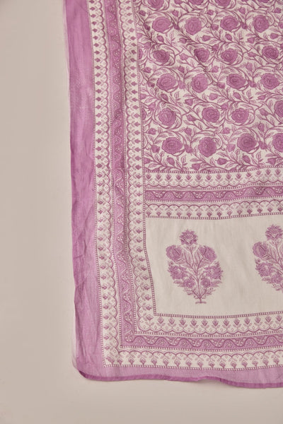 Neerus Lavender Straight Printed Kurta And Trousers With Dupatta