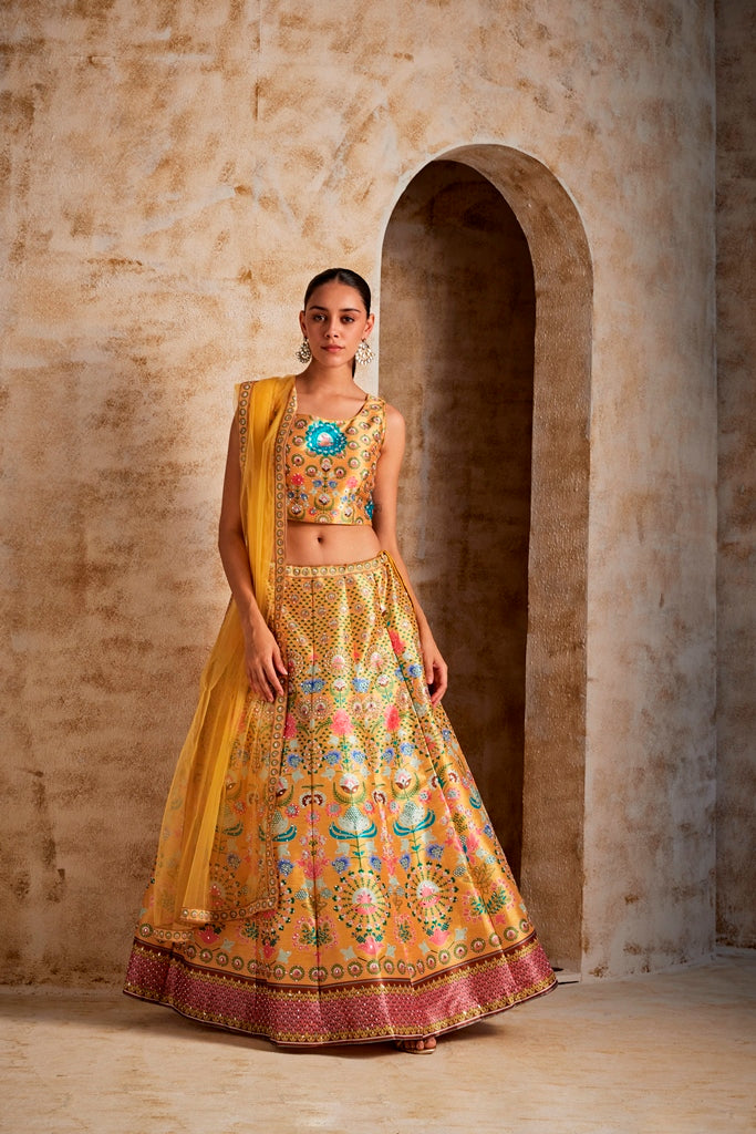 Neeru'S Women Yellow Color Ghagra Set