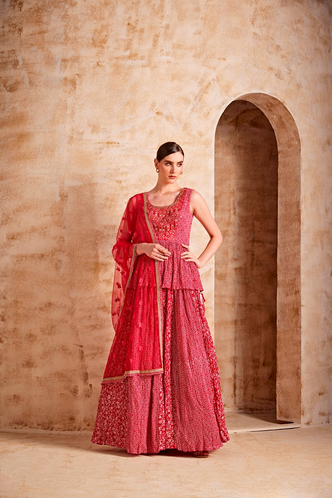 Neeru's Women Red Colour Suit Set