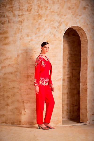 Neeru's Women Red Colour Suit Set