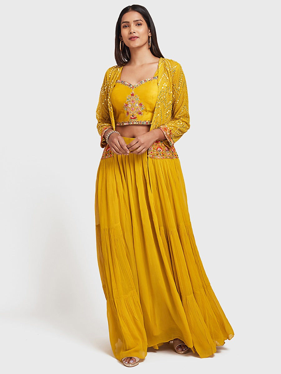 Neeru's Yellow Color Georgette Fabric Suit-Fusion