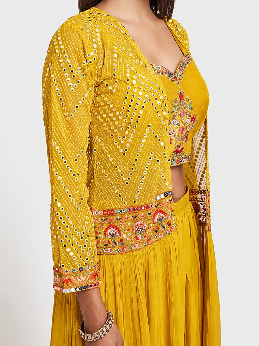 Neeru's Yellow Color Georgette Fabric Suit-Fusion