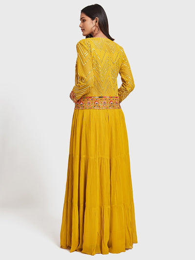 Neeru's Yellow Color Georgette Fabric Suit-Fusion