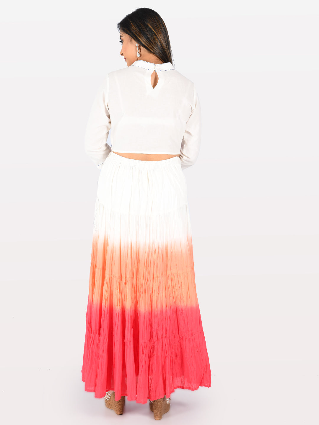 Neeru's White Round Neck Crop Top