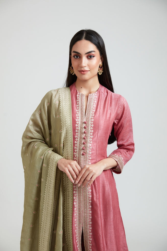 Neeru s Women Silk Pink Kurta Set neerus india