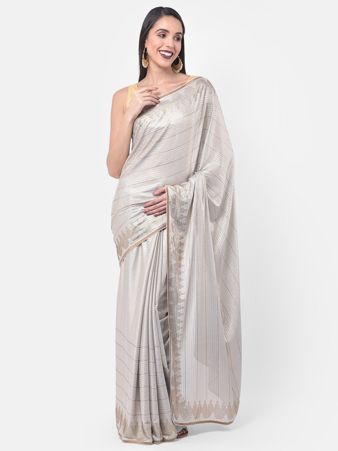 Neeru's Grey Embellished Saree With Blouse