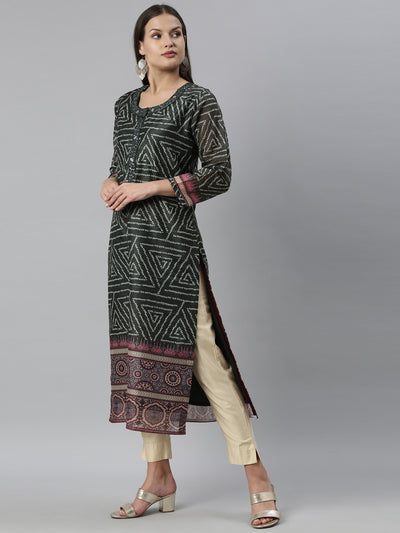 Neeru's Green Color Silk Fabric Kurta