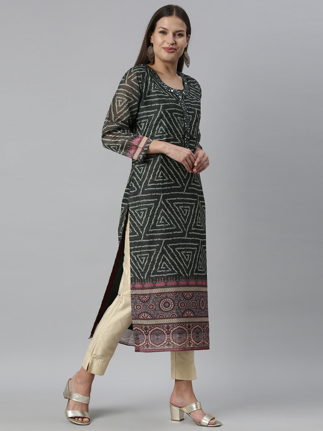 Neeru's Green Color Silk Fabric Kurta