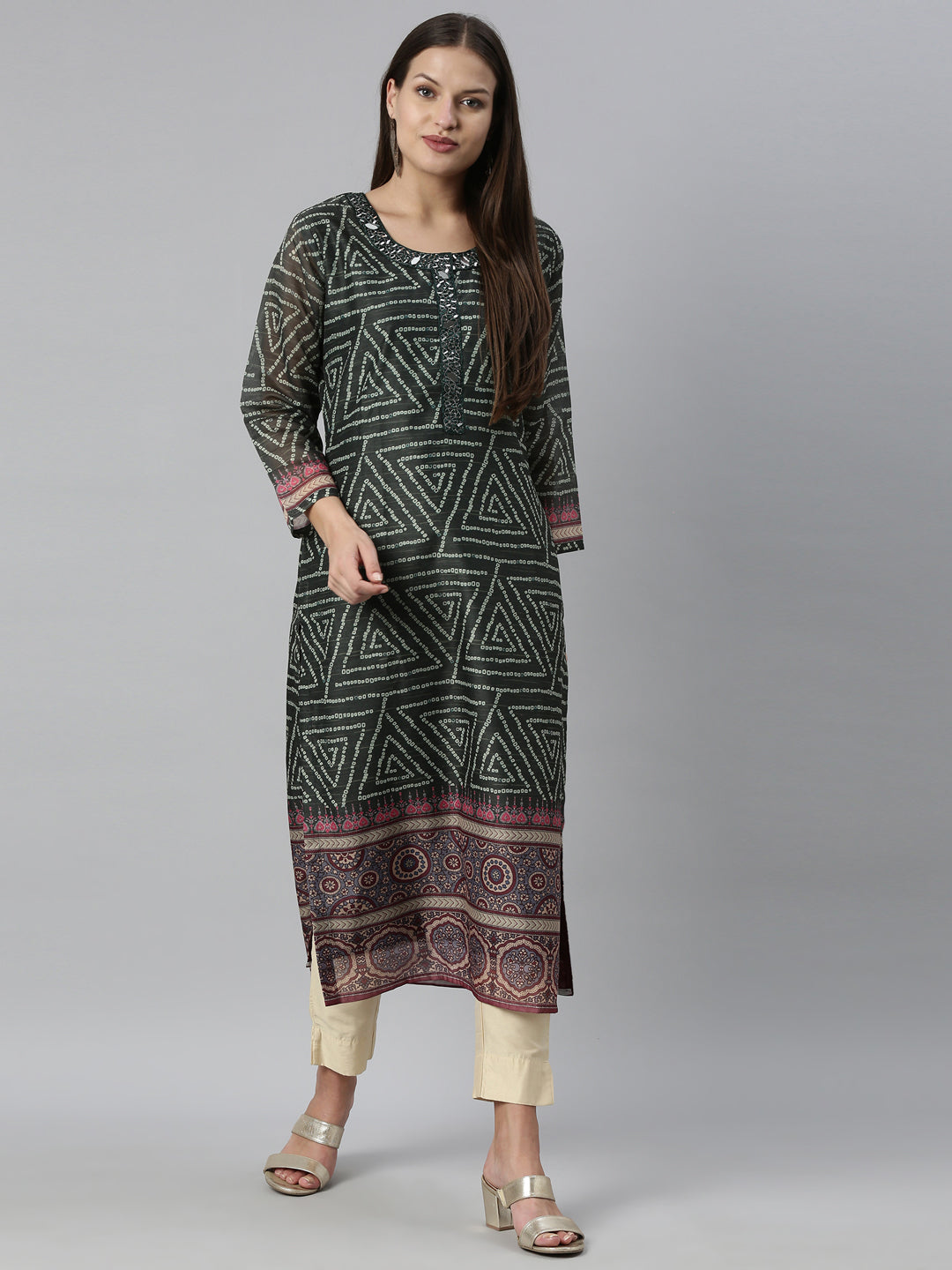 Neeru's Green Color Silk Fabric Kurta