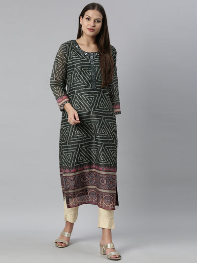 Neeru's Green Color Silk Fabric Kurta