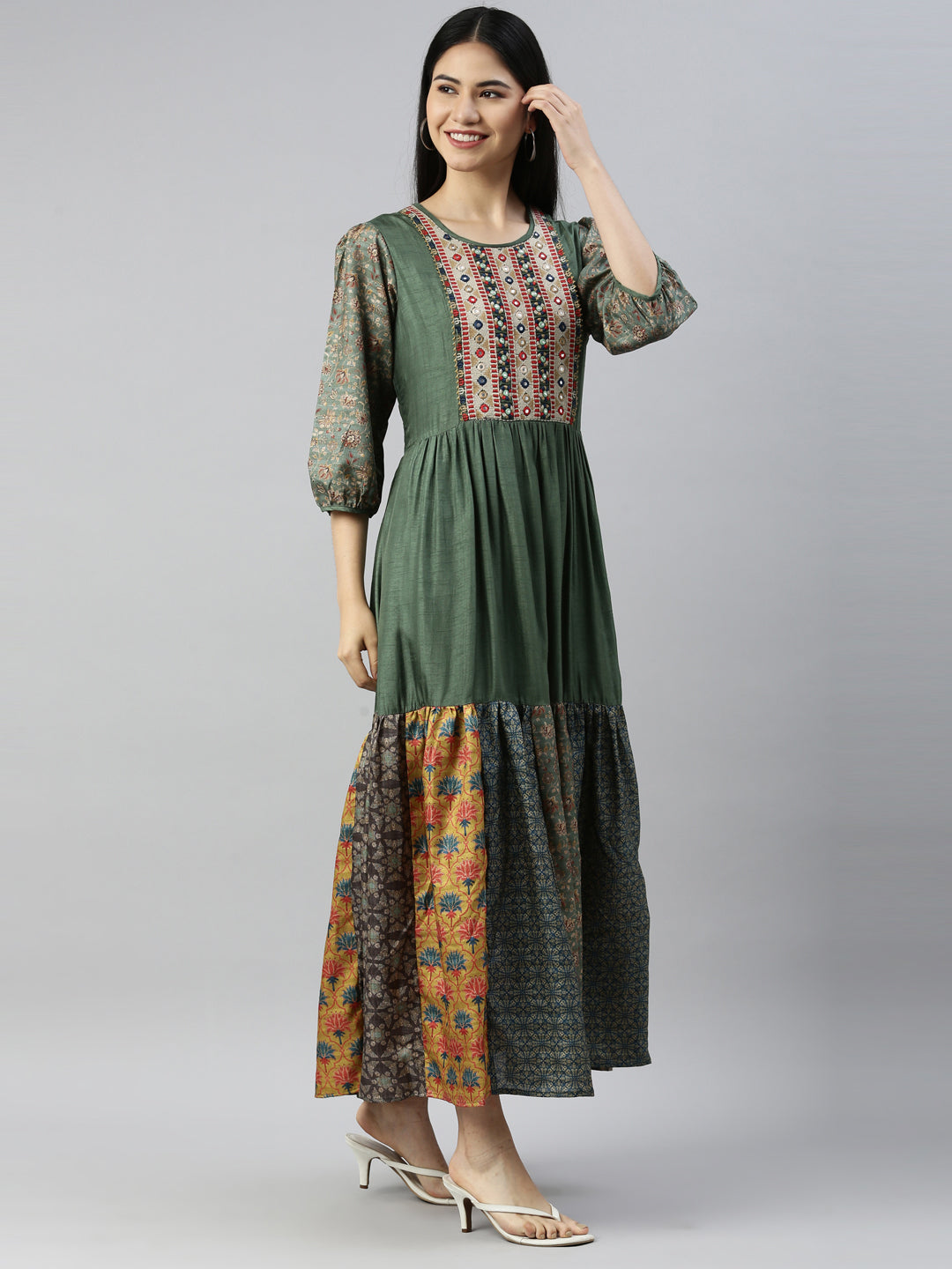 Neeru's Pista Color Model Fabric Kurta