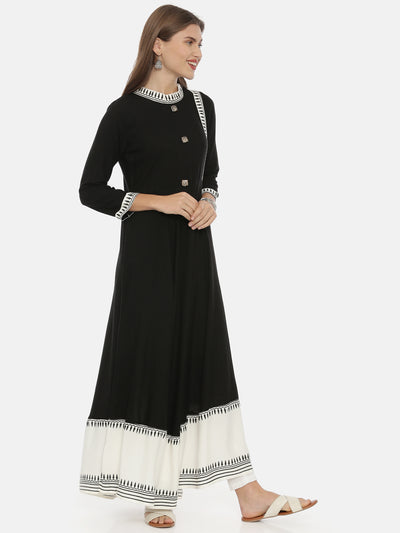 Neeru's Black Printed Anarkali Kurta