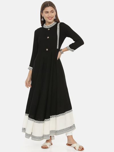 Neeru's Black Printed Anarkali Kurta