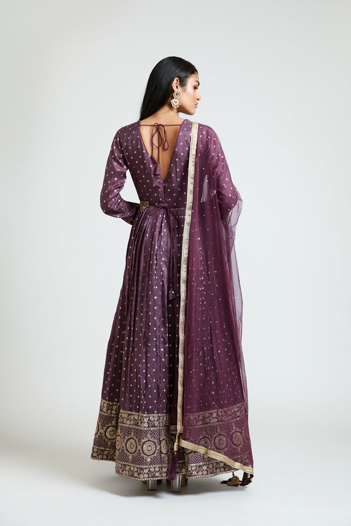 Neeru's Women Banaras Wine Dress