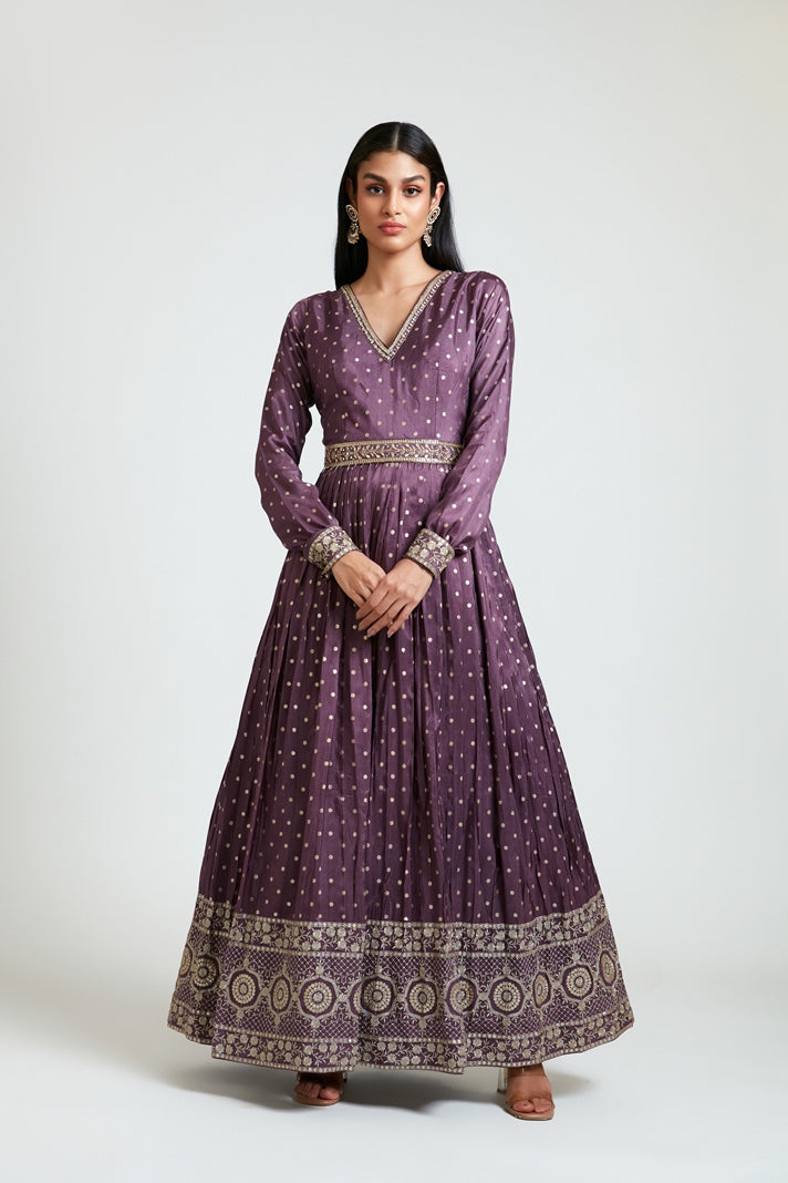 Neeru's Women Banaras Wine Dress