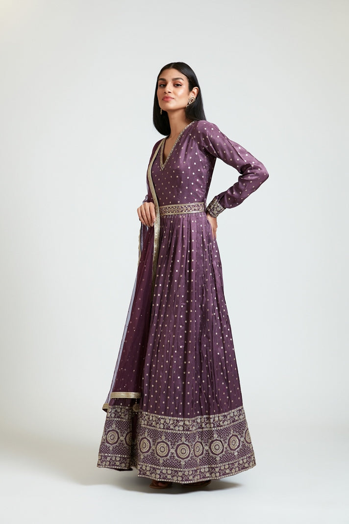 Neeru's Women Banaras Wine Dress