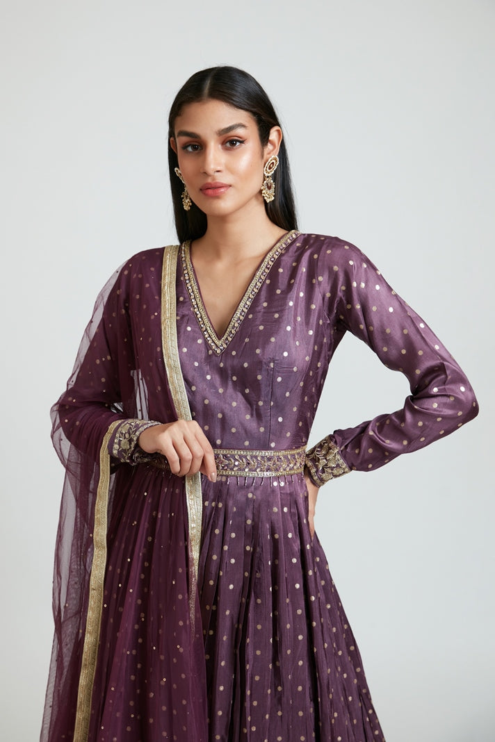 Neeru's Women Banaras Wine Dress