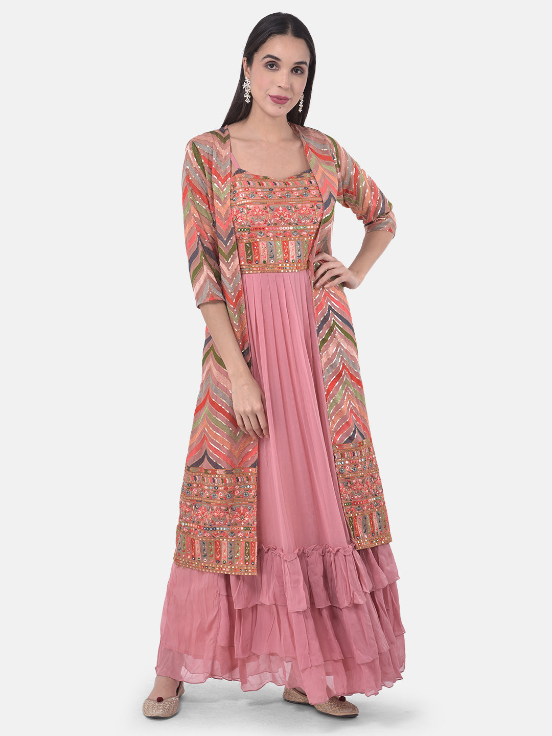 Neeru's Onion Color Georgette Fabric Suit-Fusion