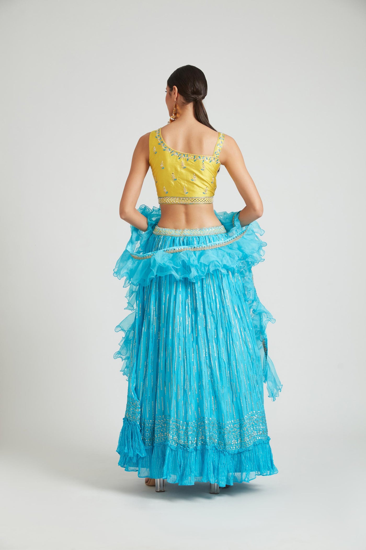 Neeru's Ferozi Color Georgette Fabric Lehenga Choli