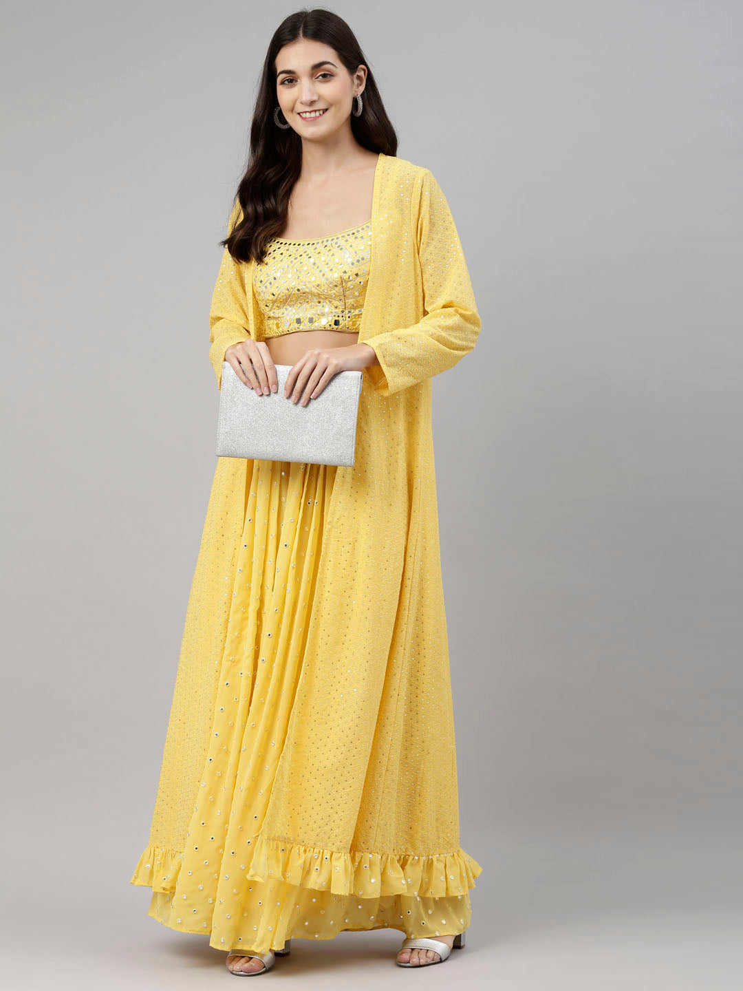 Neeru's Yellow Color Georgette Fabric Suit-Fusion