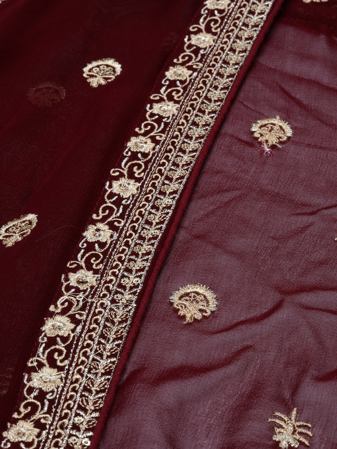 Neeru's Maroon Color Georgette Fabric Suit-Fusion