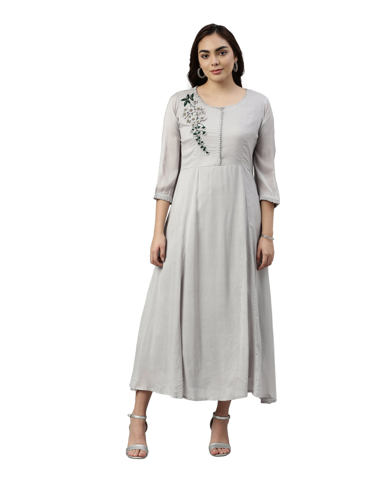 Neeru's Grey Color Muslin Fabric Kurta