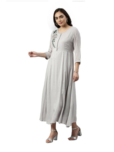 Neeru's Grey Color Muslin Fabric Kurta