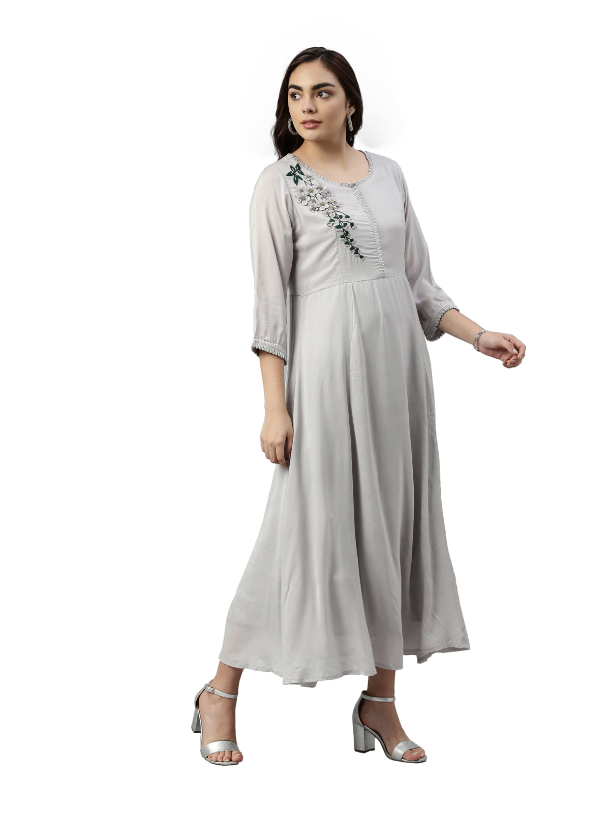 Neeru's Grey Color Muslin Fabric Kurta