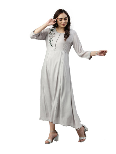 Neeru's Grey Color Muslin Fabric Kurta