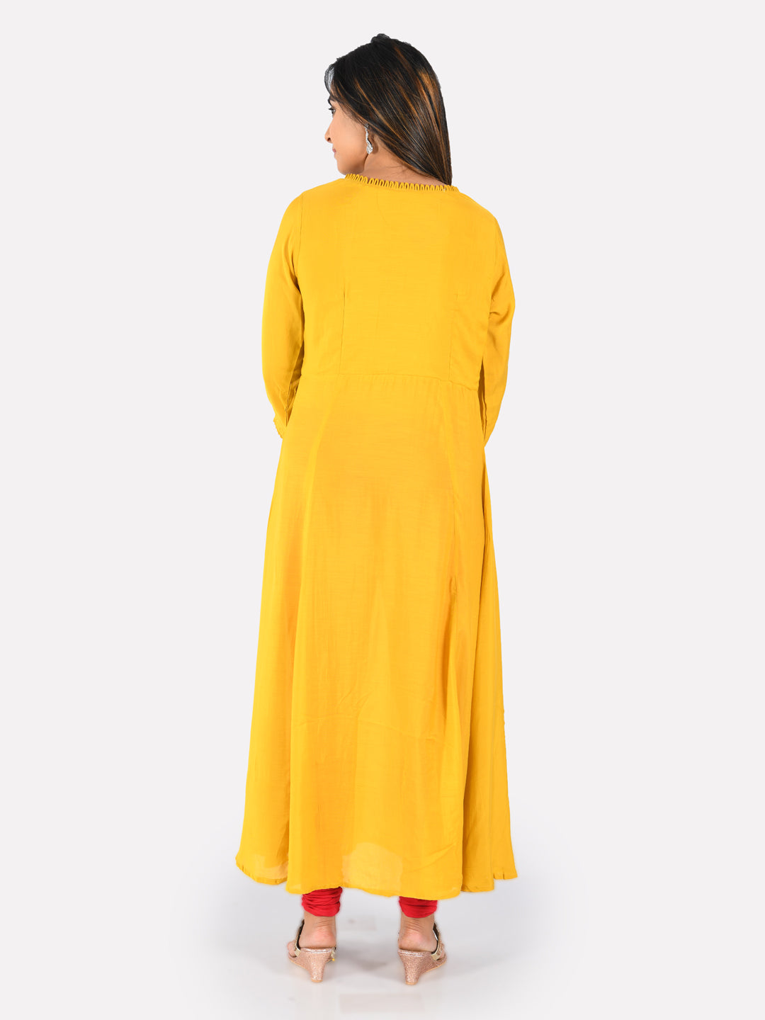 Neeru's Yellow Embroidered Fit & Flare Kurta