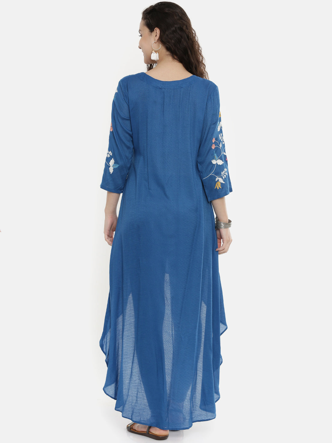 Neeru's Women Blue Floral Embroidered A-Line Kurta